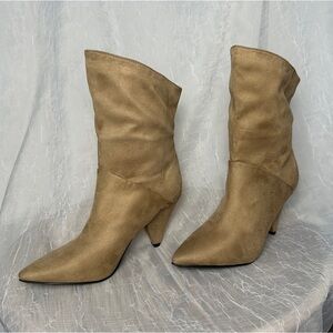 Indigo Rd Tan Suede Pointed Toe Heeled Boots | 8.5